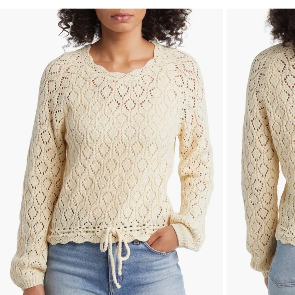 MARINE LAYER pointelle drawstring waist sweater